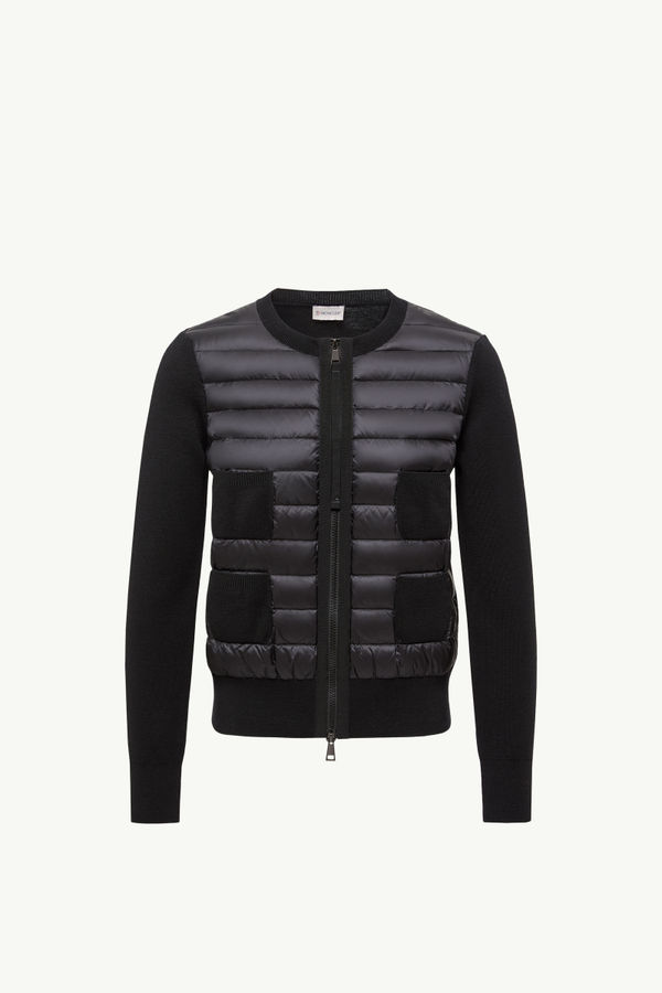 Padded Wool Zip-Up Cardigan Women Black Moncler 2