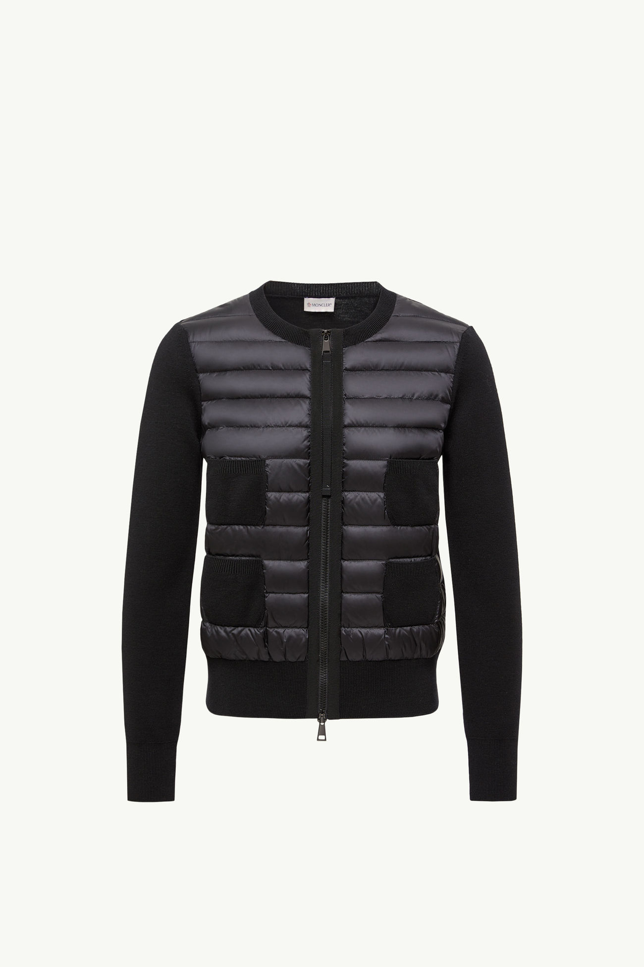 Wattierte Strickjacke aus Wolle mit Reißverschluss Damen Schwarz Moncler 2