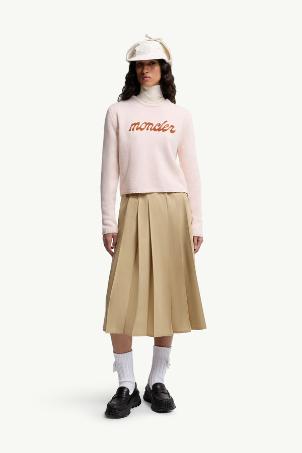 Embroidered Logo Wool & Cashmere Sweater Women Light Pink Moncler 0