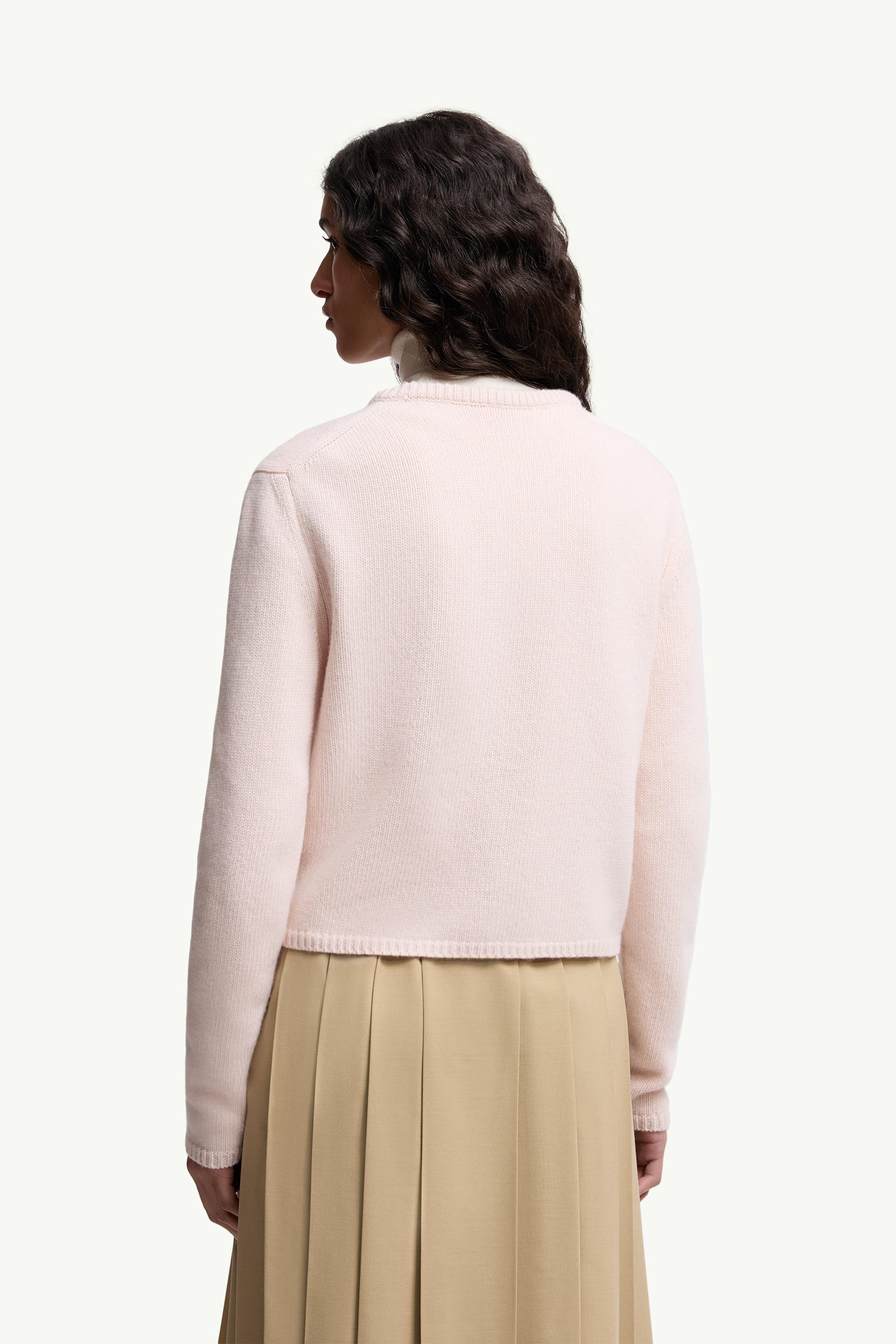 Embroidered Logo Wool & Cashmere Sweater Women Light Pink Moncler 4