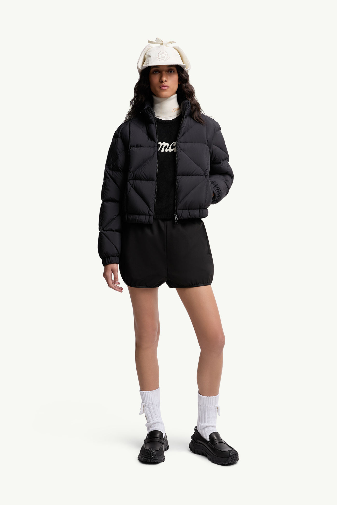 Maglione logato in lana e cashmere Donna Nero Moncler 0