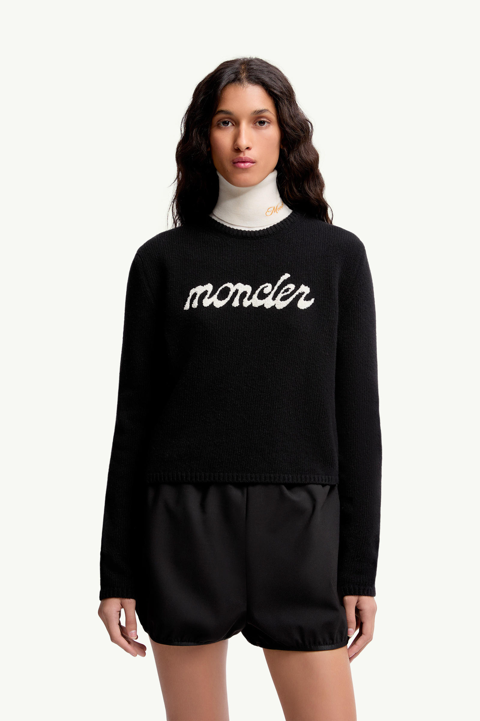 Embroidered Logo Wool & Cashmere Sweater Women Black Moncler 3