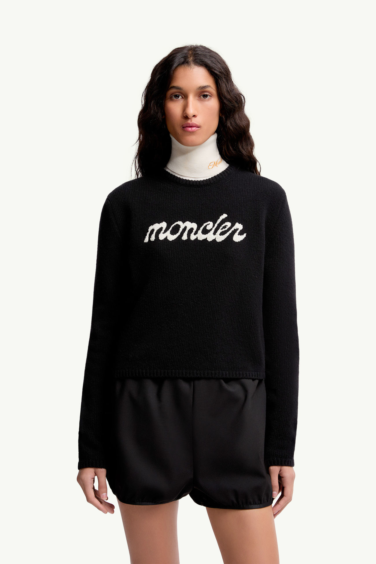 Maglione logato in lana e cashmere Donna Nero Moncler 3