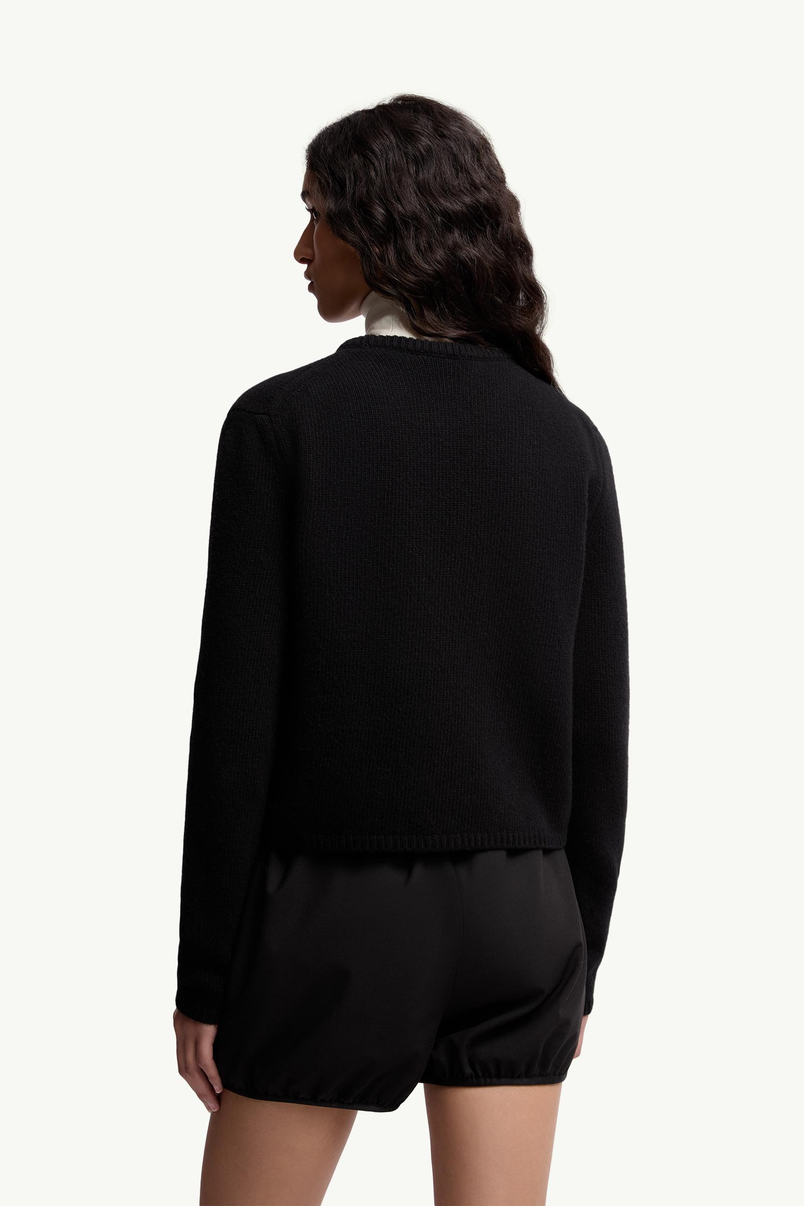 Black Embroidered Logo Wool & Cashmere Sweater - Sweaters