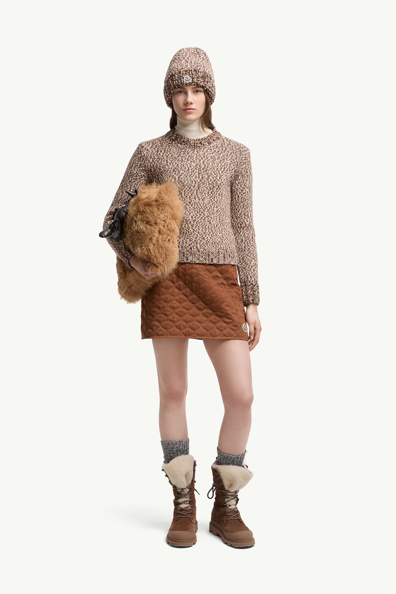 Mouliné Wool Sweater Women Brown Moncler 0