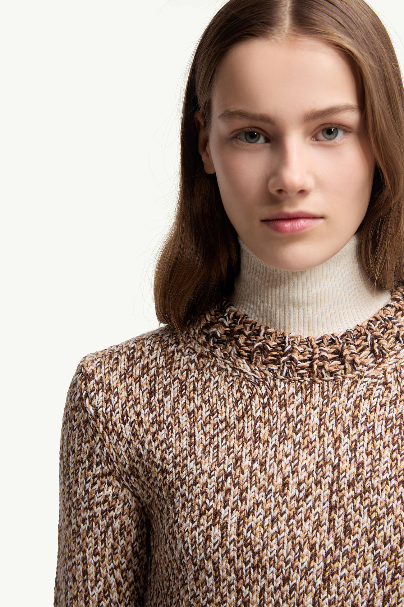 Mouliné Wool Sweater Women Brown Moncler 5