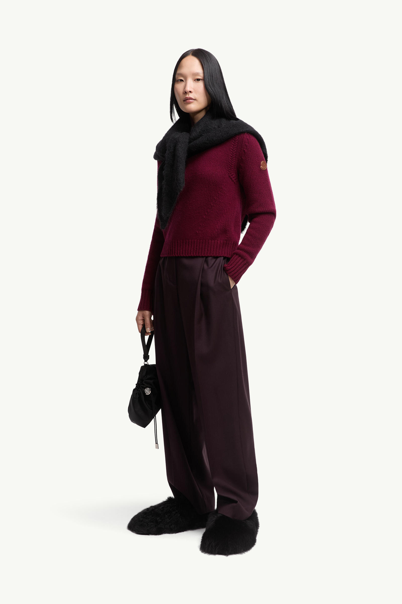 Pullover aus Wolle und Kaschmir Damen Burgunderrot Moncler 0