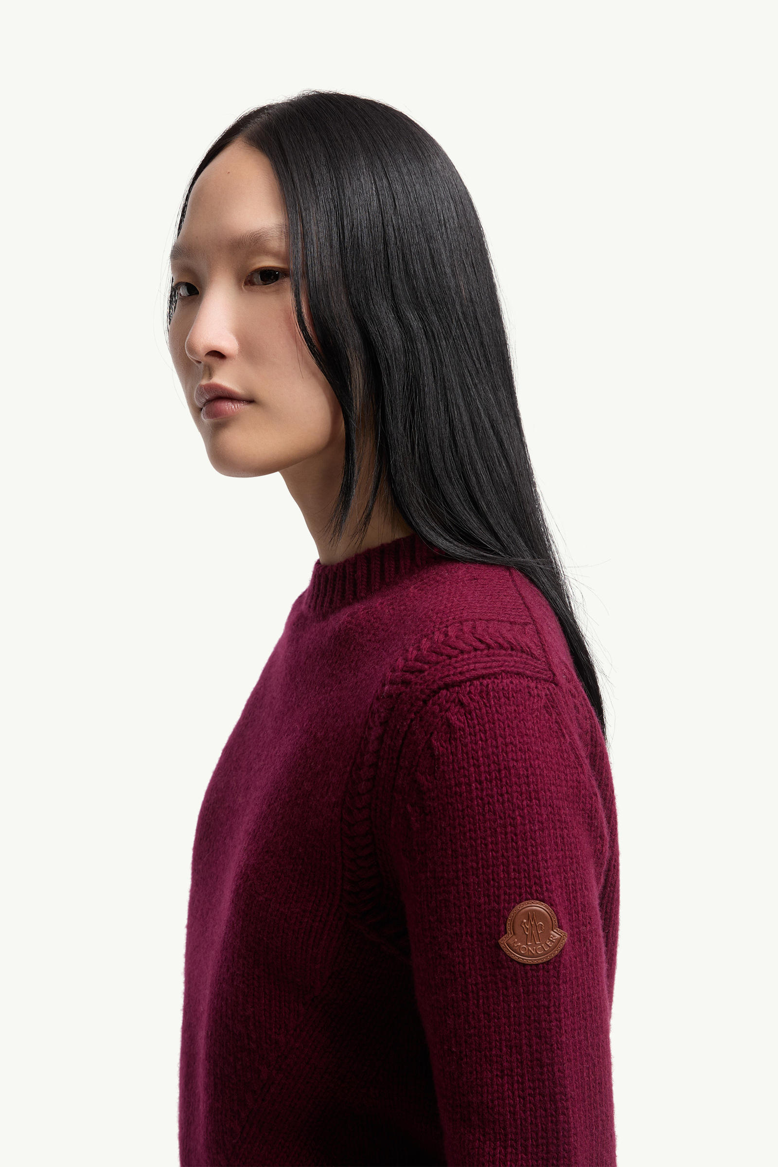 Pullover aus Wolle und Kaschmir Damen Burgunderrot Moncler 1