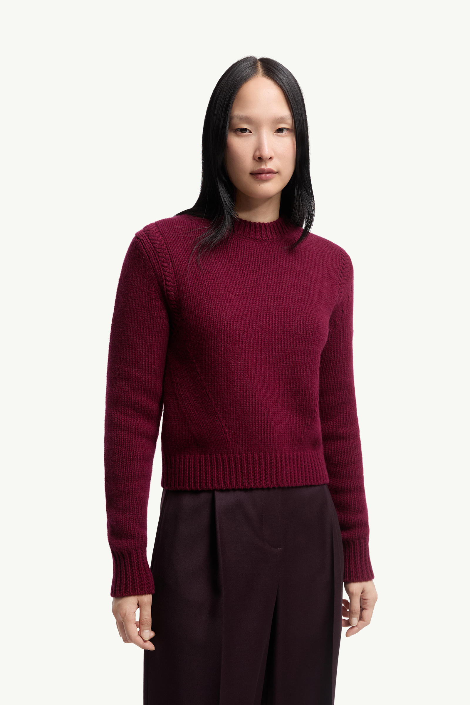 Pullover aus Wolle und Kaschmir Damen Burgunderrot Moncler 3