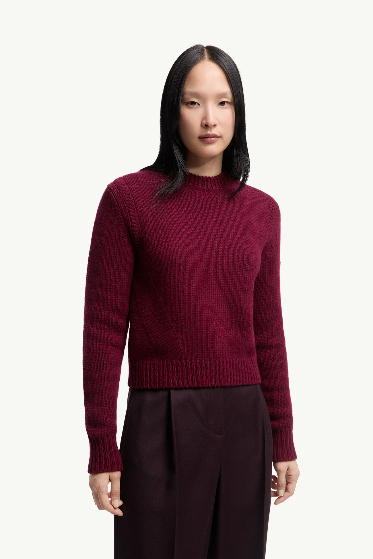 羊毛及羊絨毛衣 女士 酒紅色 Moncler 3