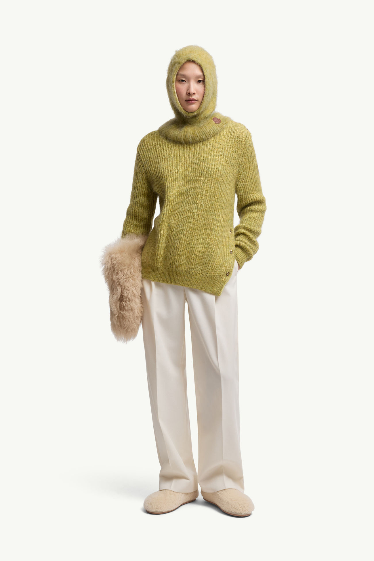 Pullover aus einer Wolle-Mohair-Mischung Damen Limettengrün Moncler 0