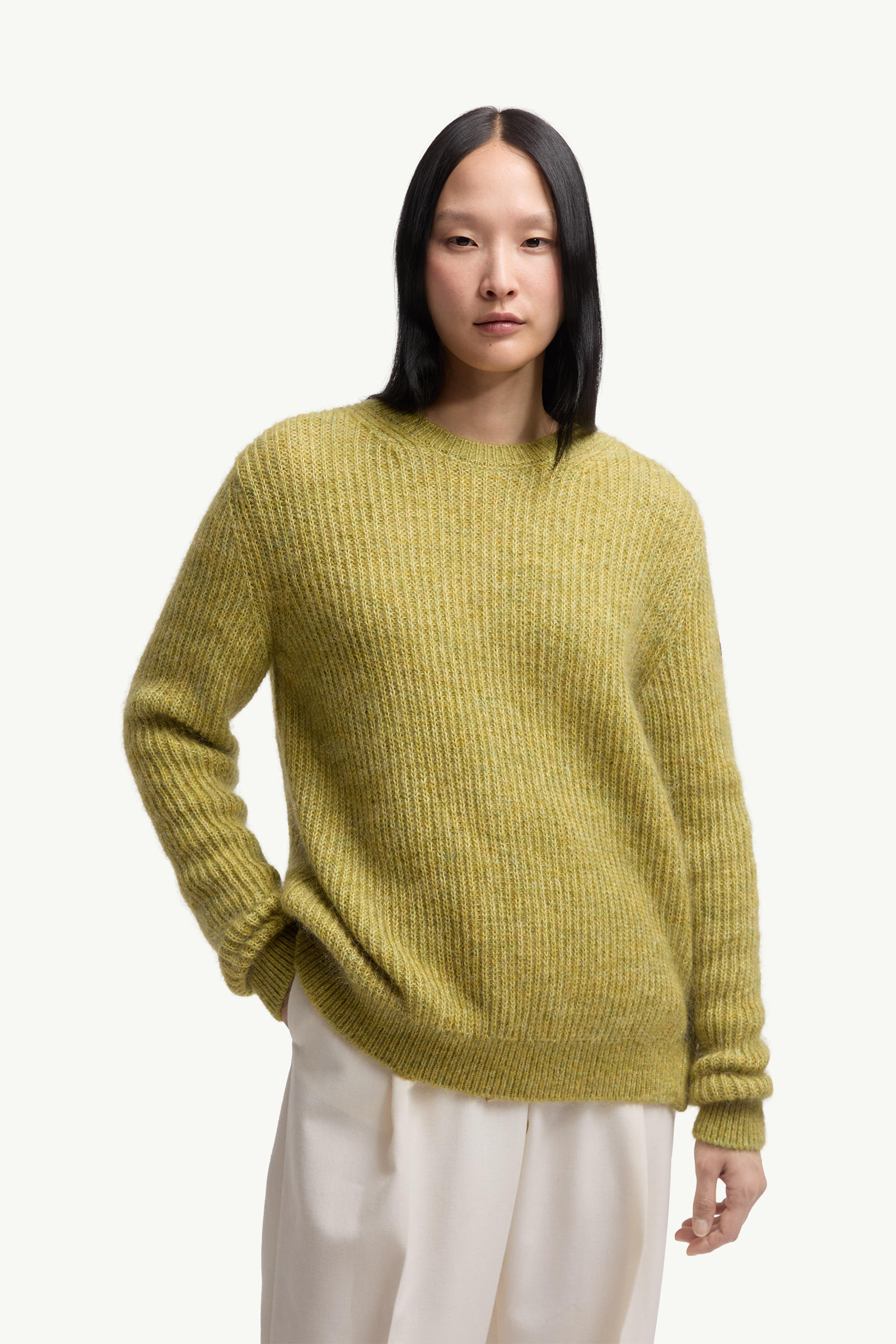 Mohair & Wool Blend Jumper Women Lime Green Moncler 3