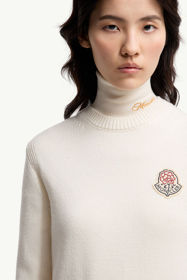 Crew Neck Tricot Women White Ivory Moncler 5