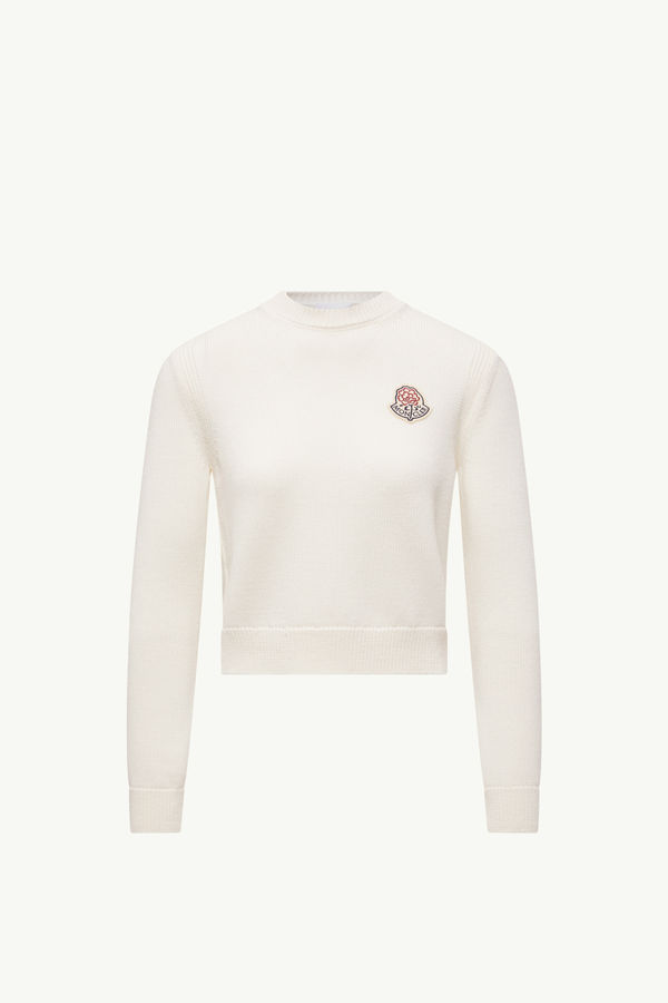 Crew Neck Tricot Women White Ivory Moncler 2
