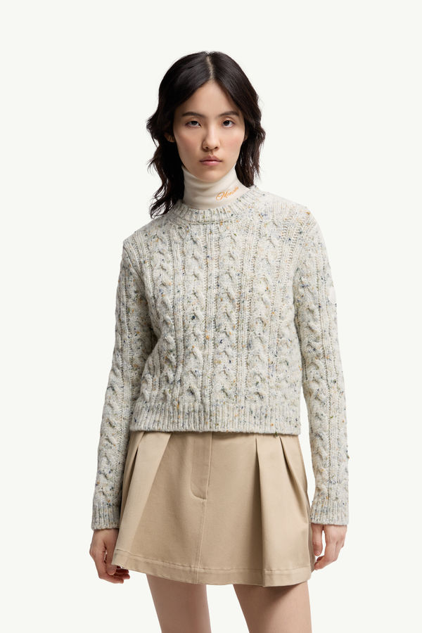 Wool Blend Jumper Women Ice Gray Moncler 3