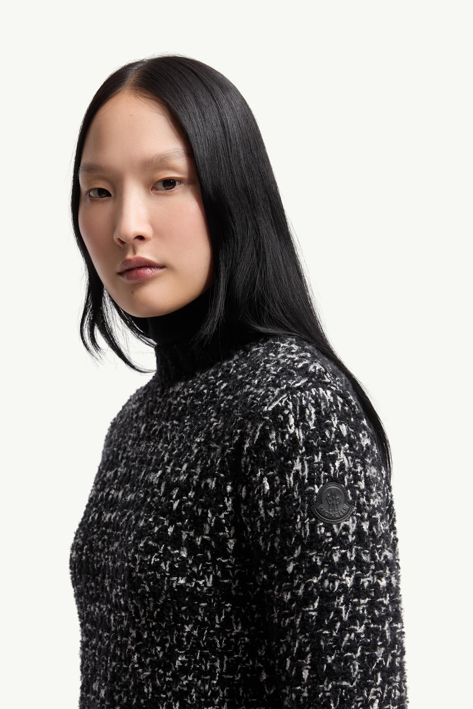 Fringe-Trim Wool Blend Jumper Women Black Moncler 1
