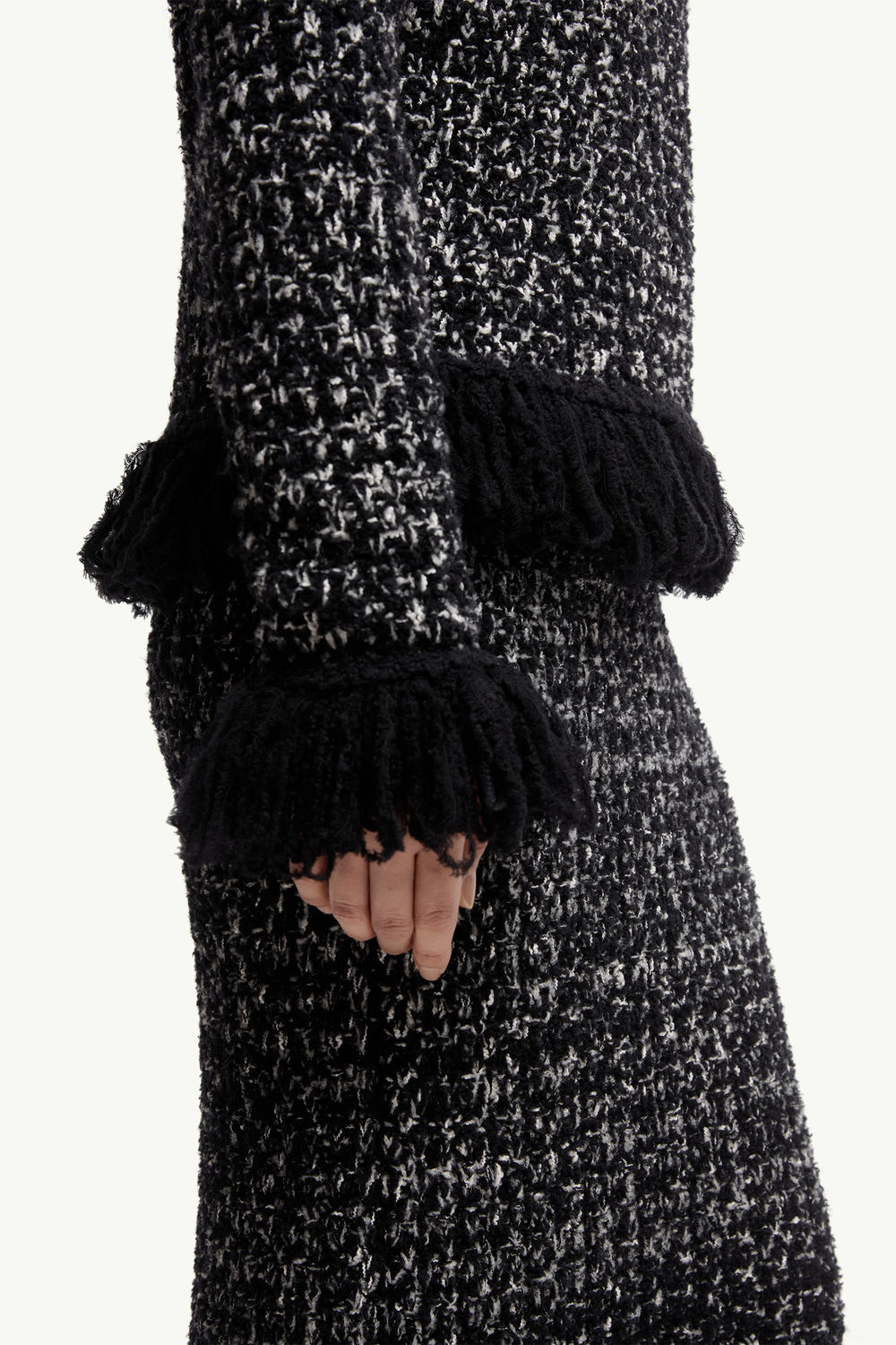 Fringe-Trim Wool Blend Jumper Women Black Moncler 5