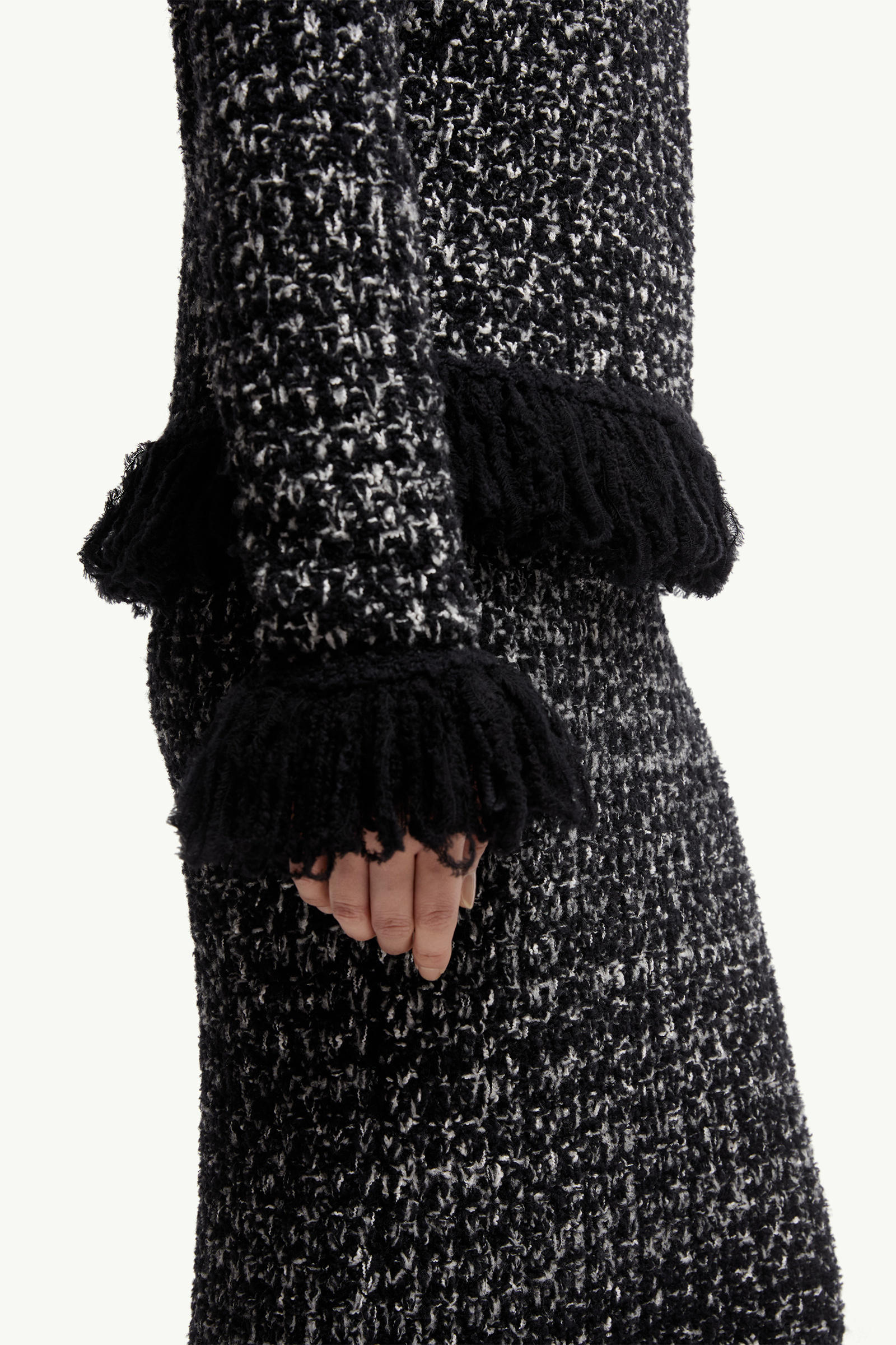 Fringe-Trim Wool Blend Jumper Women Black Moncler 5