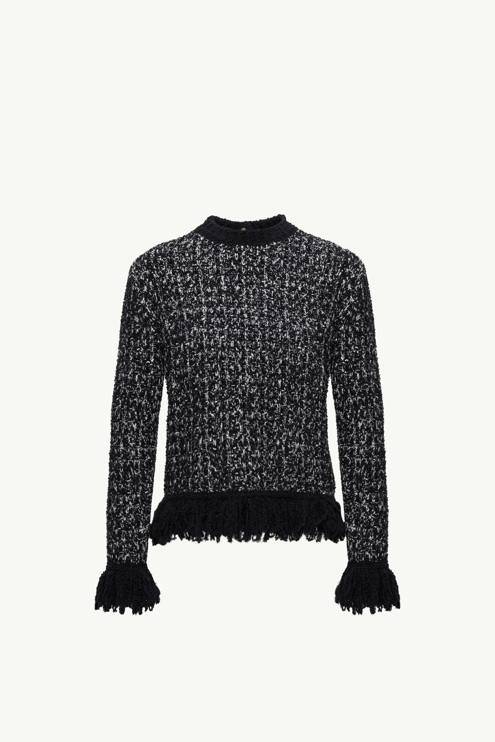 Fringe-Trim Wool Blend Jumper Women Black Moncler 2