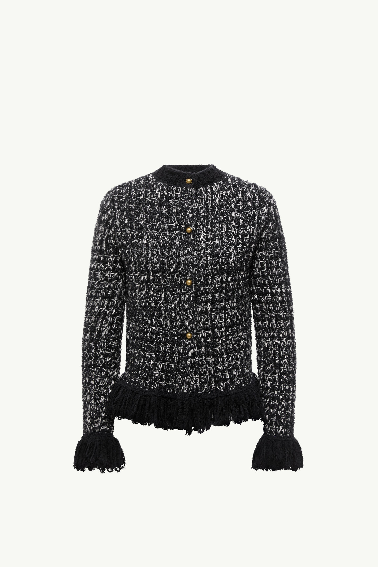 Fringe-Trim Wool Blend Jumper Women Black Moncler 2