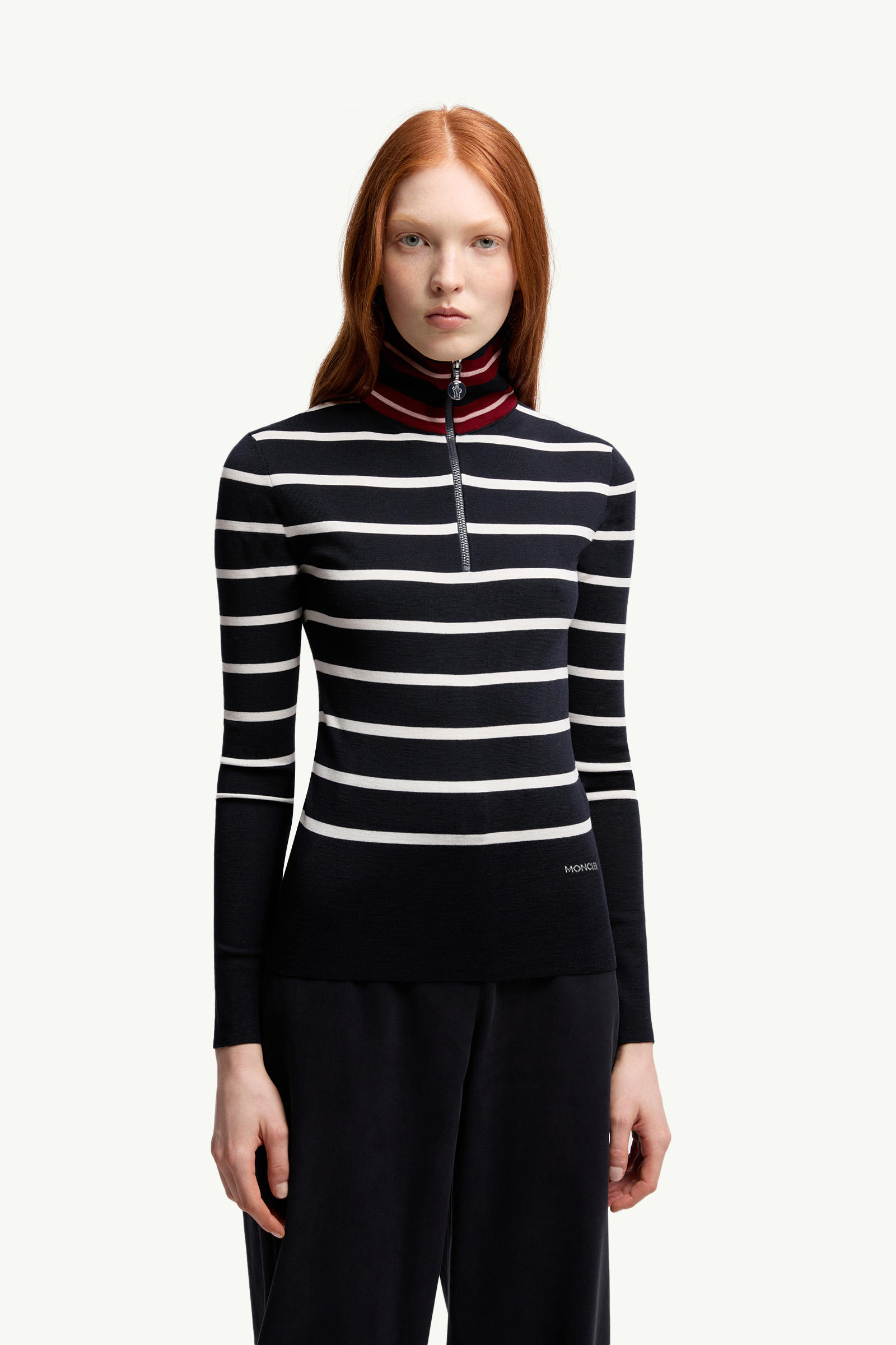 Jersey de lana a rayas con cuello de tortuga Mujer Azul & Blanco Moncler 3