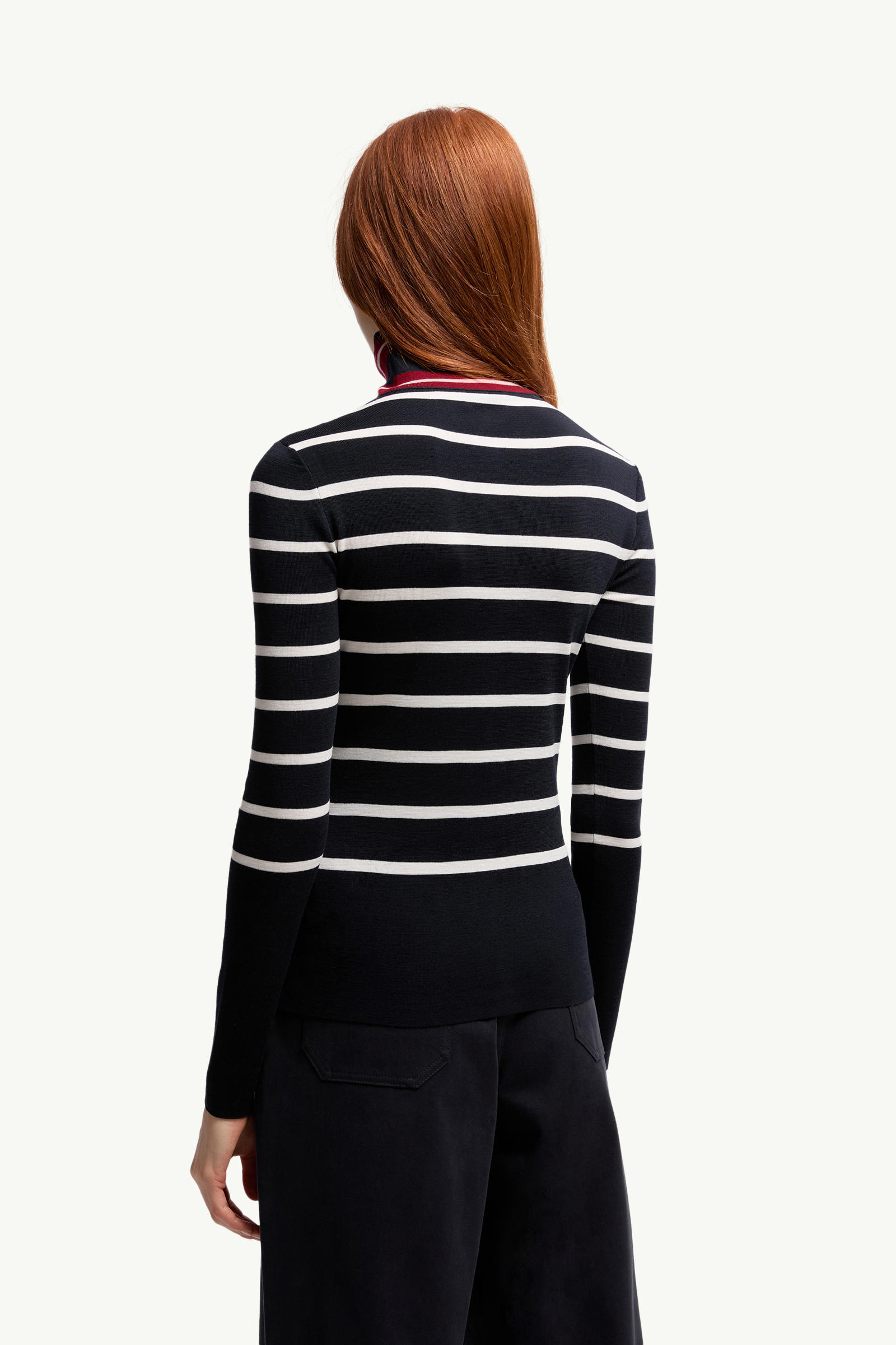 Striped Wool Polo Neck Jumper Women Blue & White Moncler 4