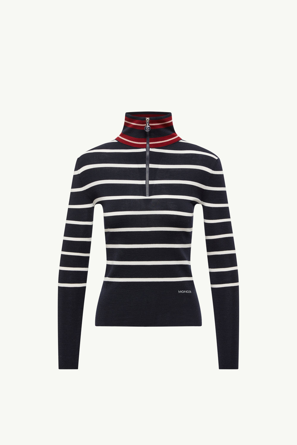 Striped Wool Polo Neck Jumper Women Blue & White Moncler 2