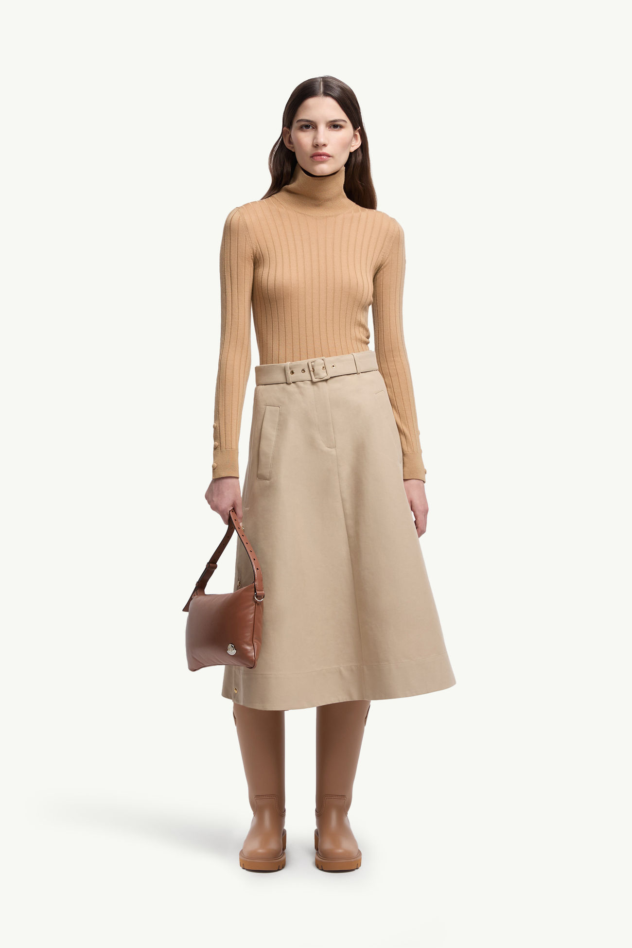 Rollkragenpullover aus Wolle und Kaschmir Damen Beige Moncler 0