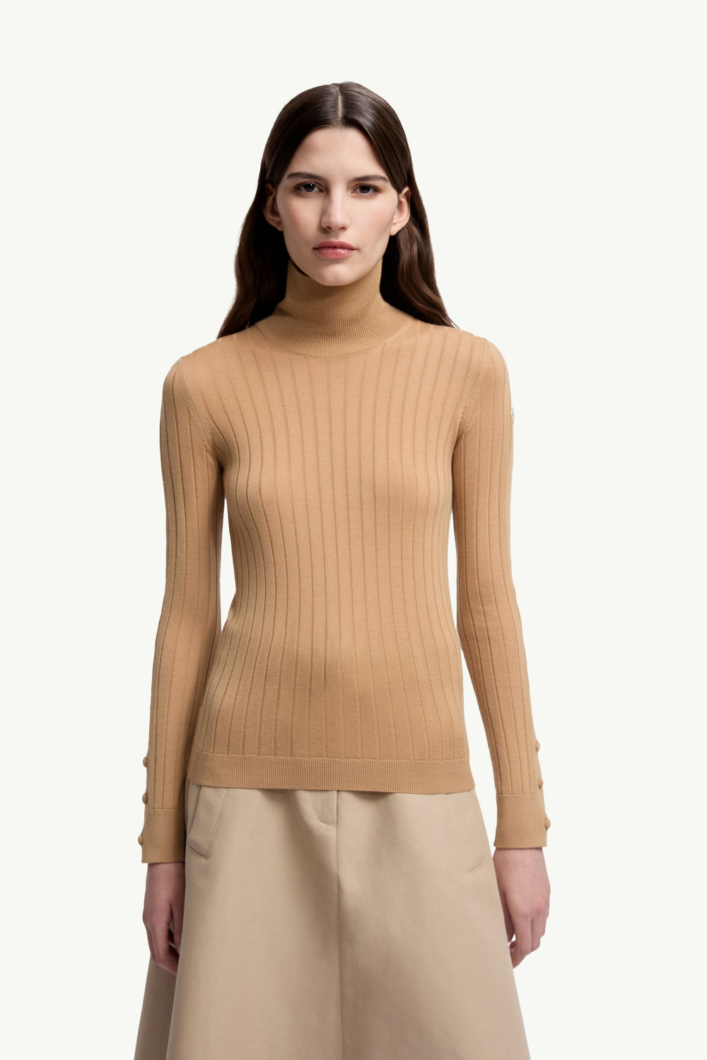 Wool & Cashmere Polo Neck Jumper Women Beige Moncler 3