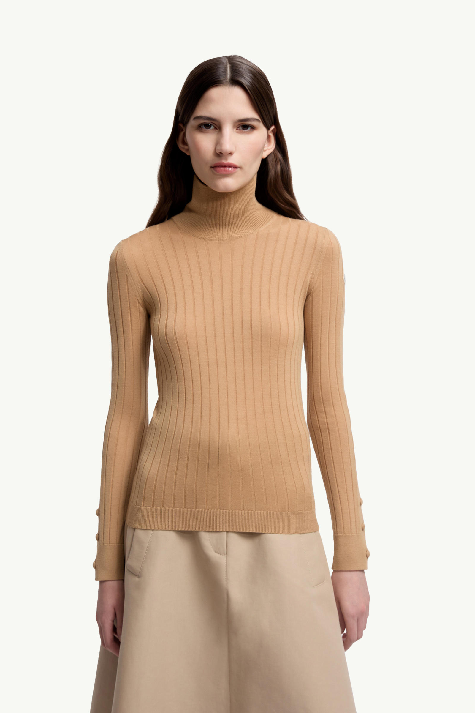 Wool & Cashmere Polo Neck Jumper Women Beige Moncler 3