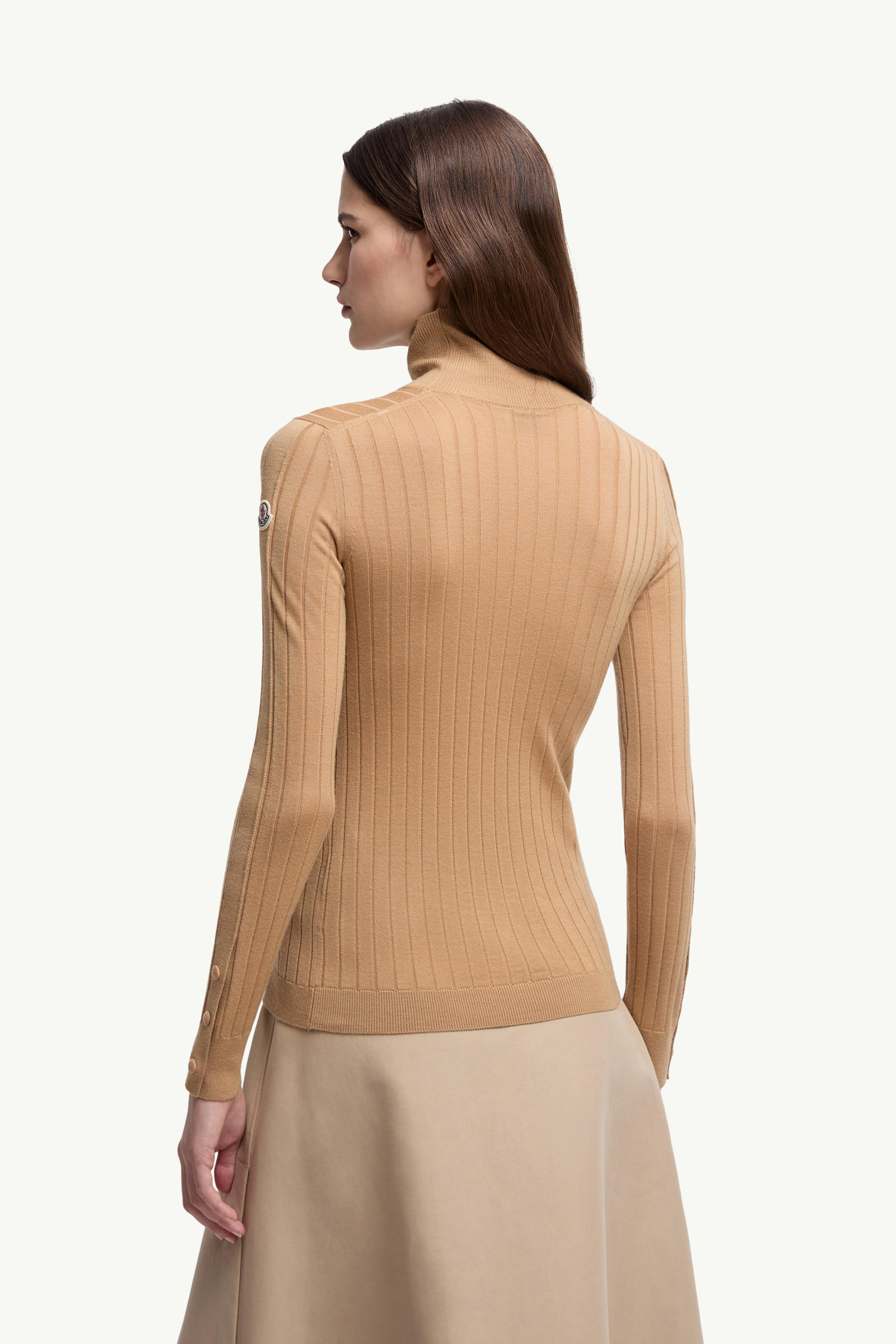 Wool & Cashmere Polo Neck Jumper Women Beige Moncler 4