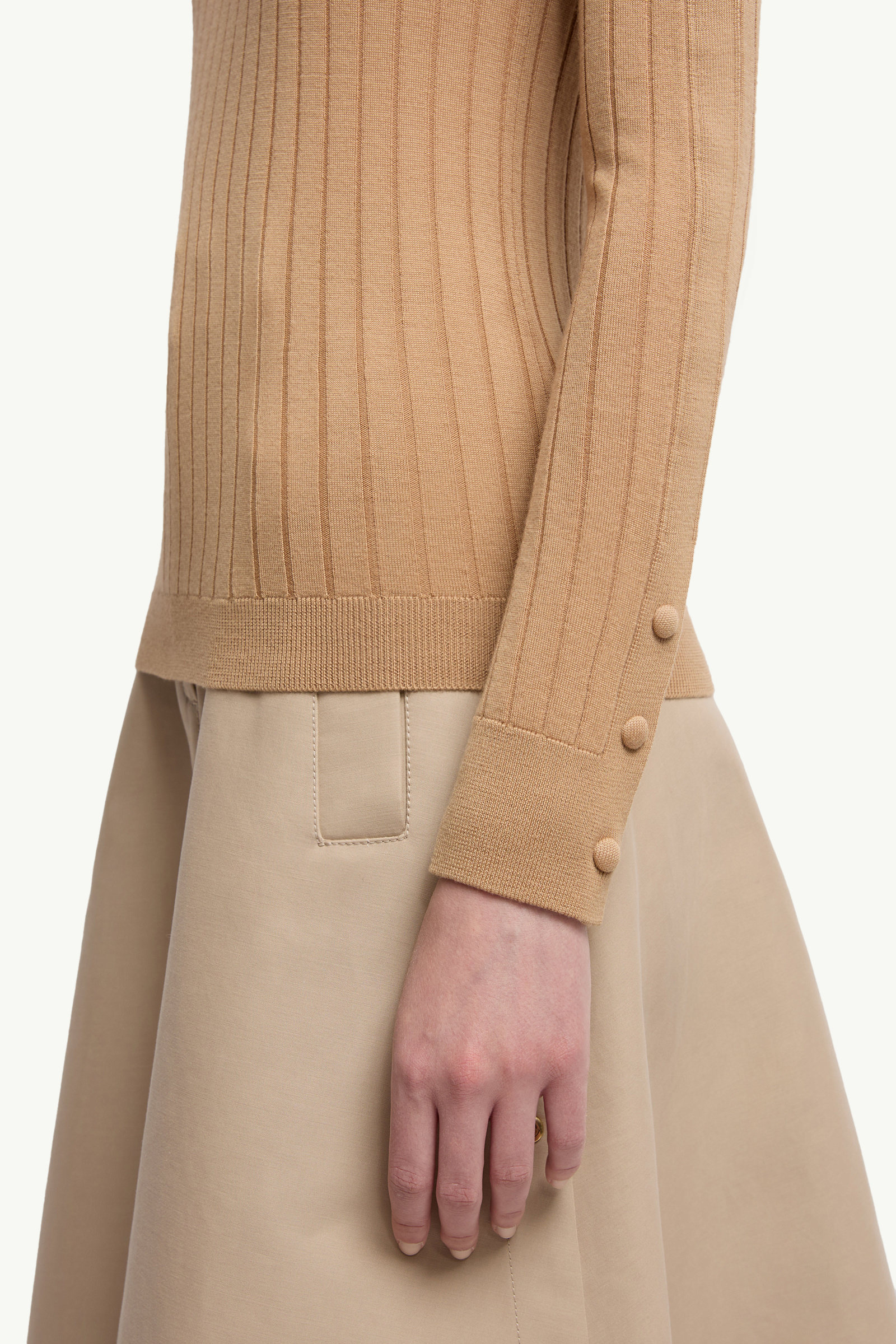Wool & Cashmere Polo Neck Jumper Women Beige Moncler 5