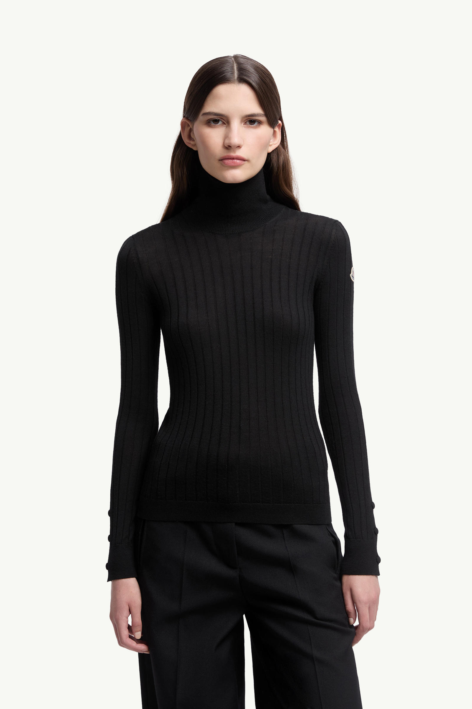 Wool & Cashmere Polo Neck Jumper Women Black Moncler 3