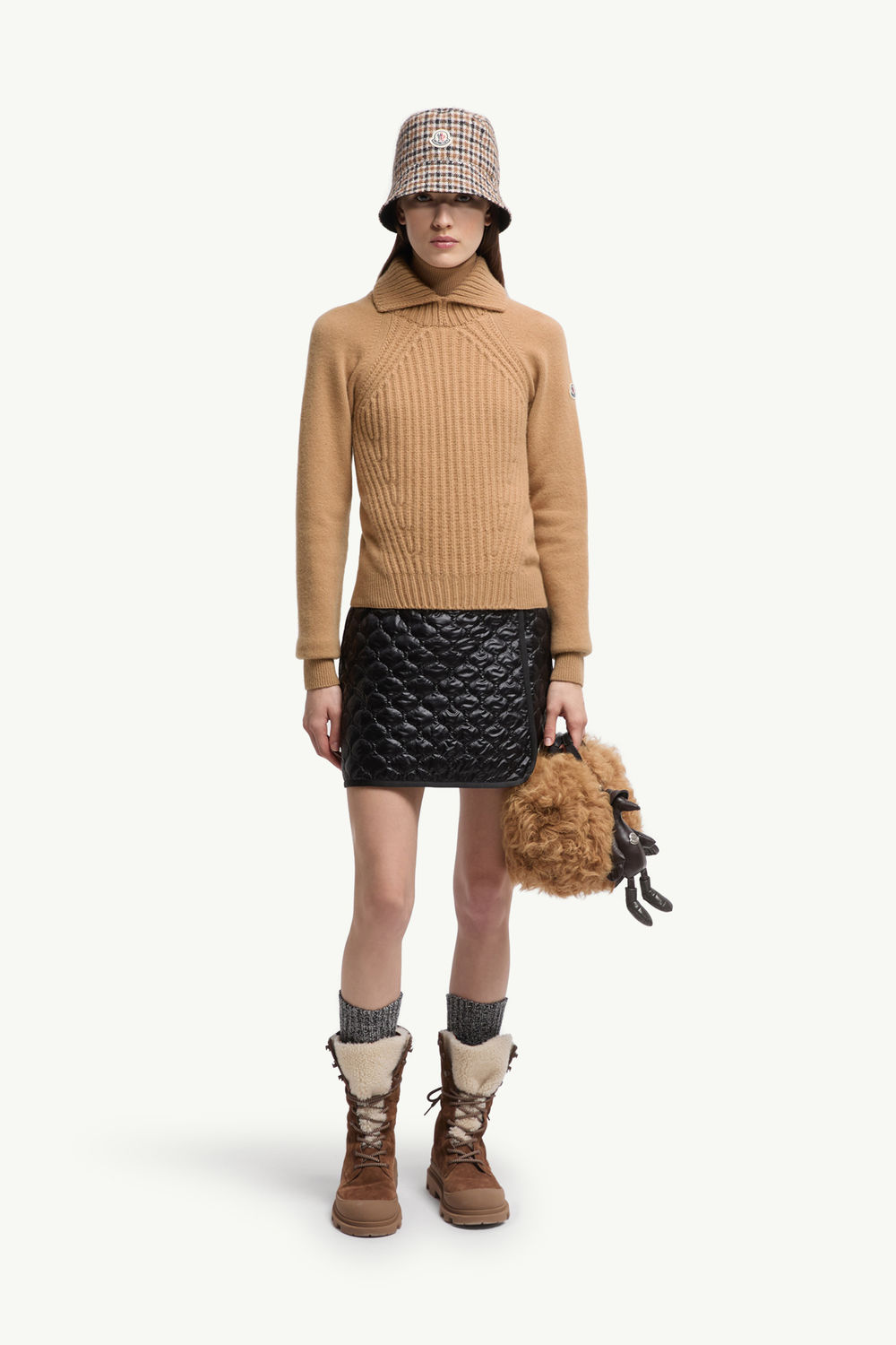 Wool & Cashmere High Collar Sweater Women Beige Moncler 0