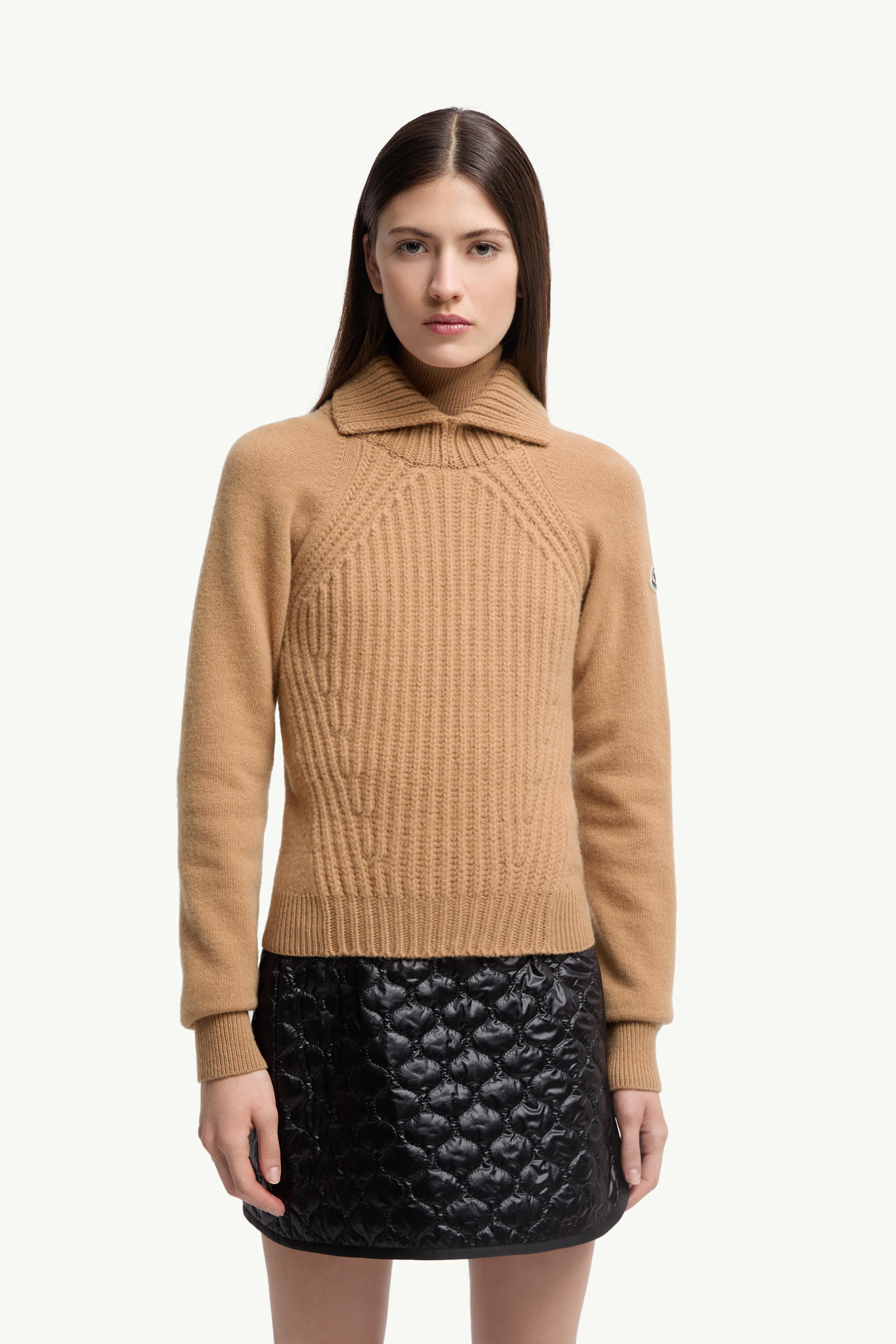 Wool & Cashmere High Collar Jumper Women Beige Moncler 3
