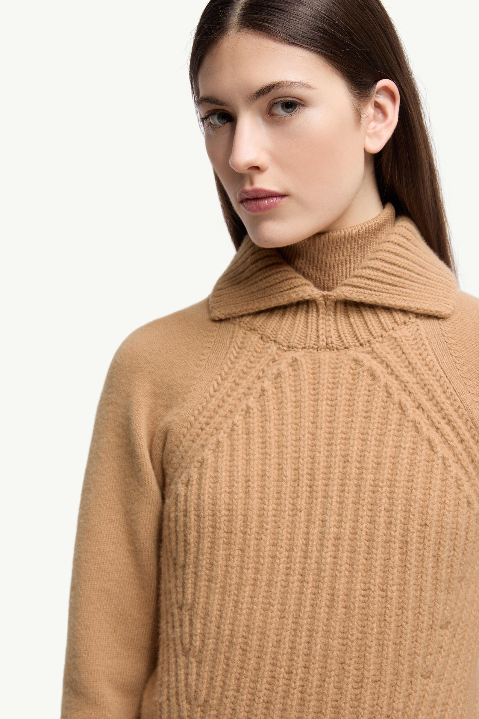 Wool & Cashmere High Collar Jumper Women Beige Moncler 5