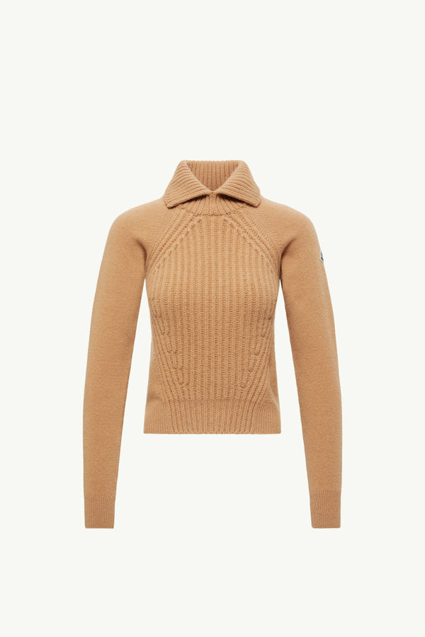 Wool & Cashmere High Collar Jumper Women Beige Moncler 2