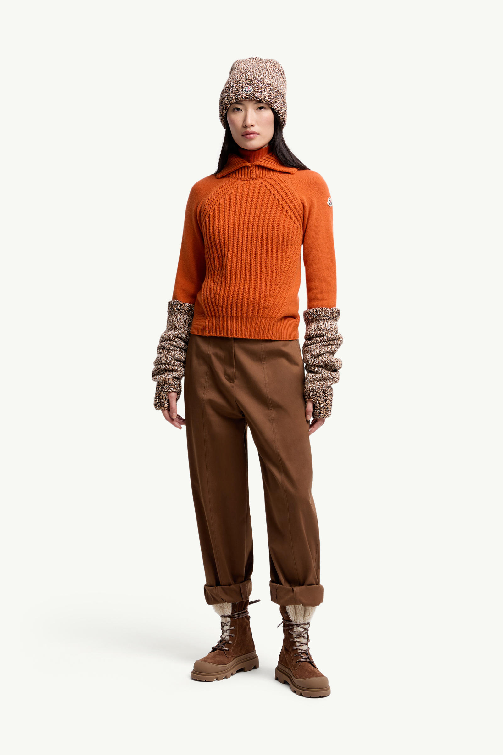 Wool & Cashmere High Collar Jumper Women Orange Moncler 0