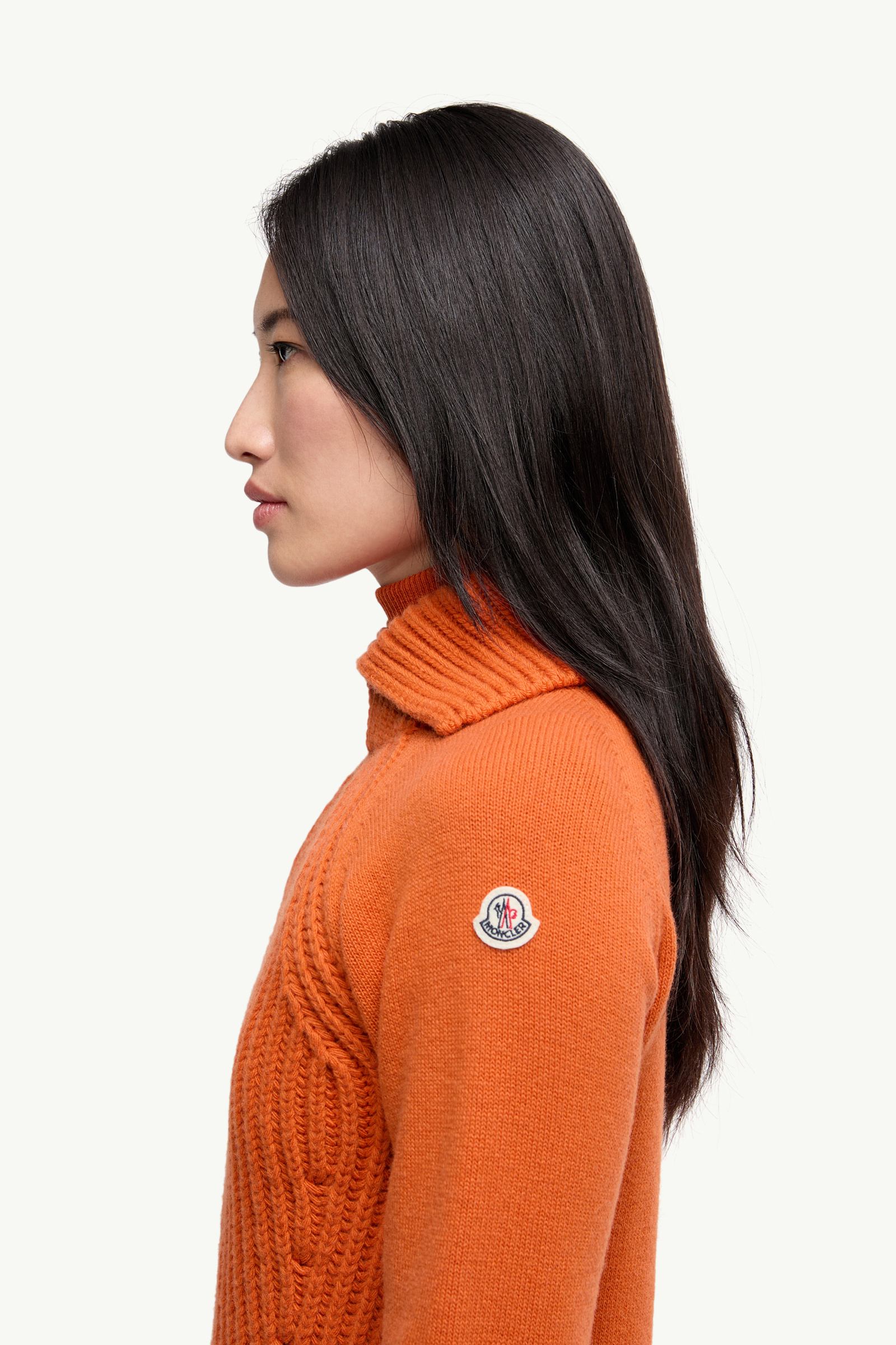 Wool & Cashmere High Collar Jumper Women Orange Moncler 1