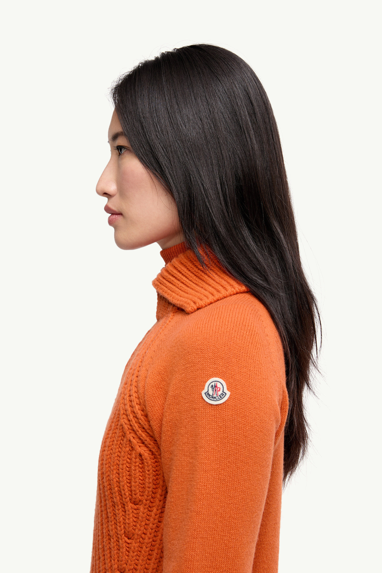 Wool & Cashmere High Collar Jumper Women Orange Moncler 1