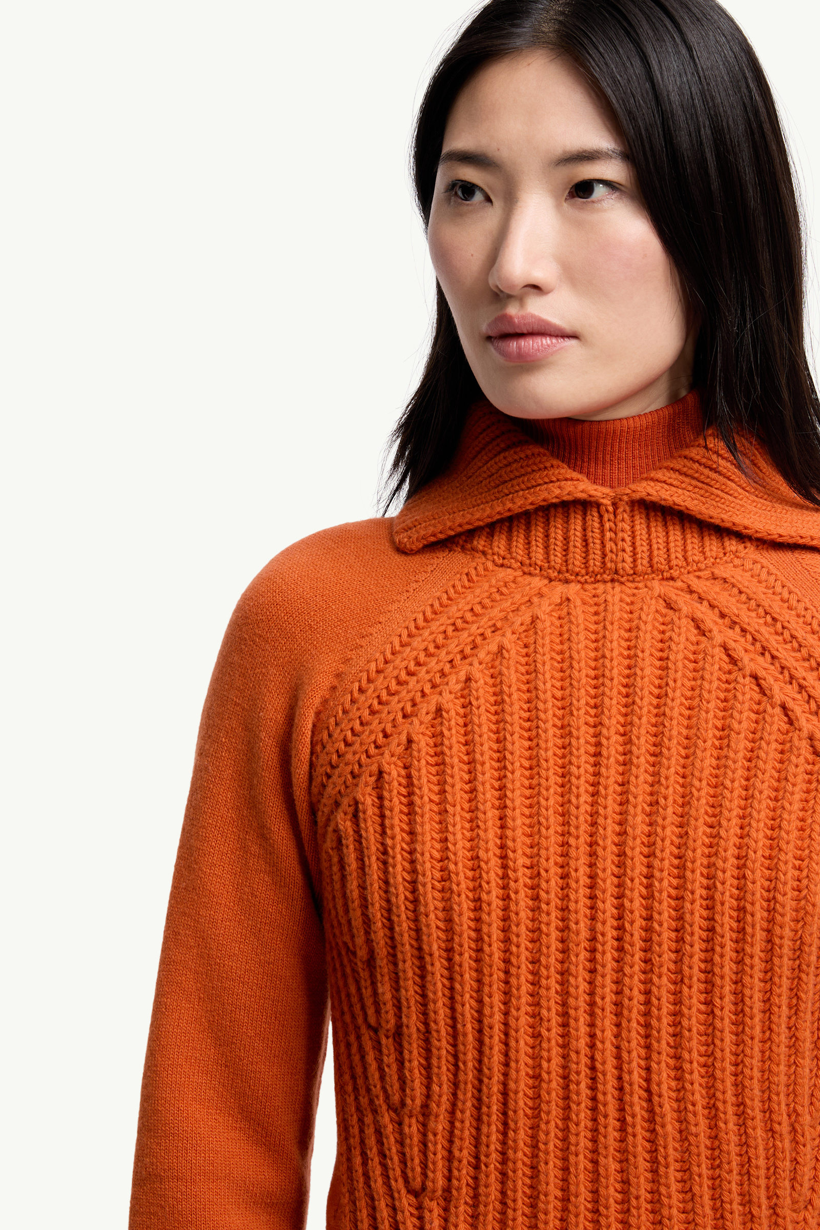 Wool & Cashmere High Collar Jumper Women Orange Moncler 5