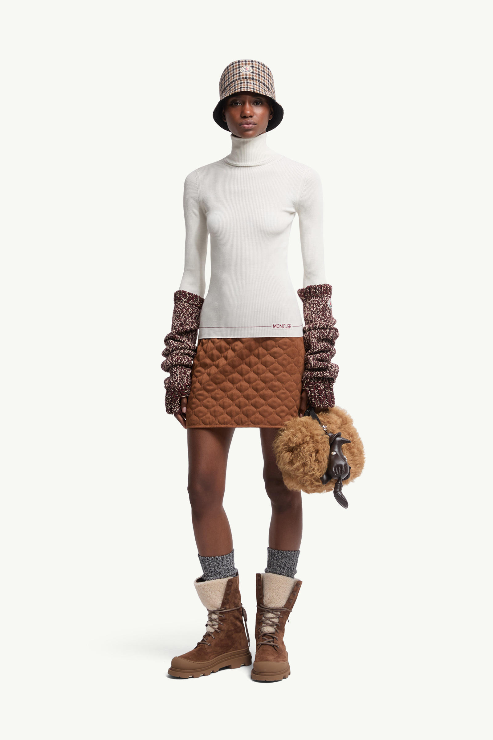Logo Wool Polo Neck Jumper Women White Moncler 0