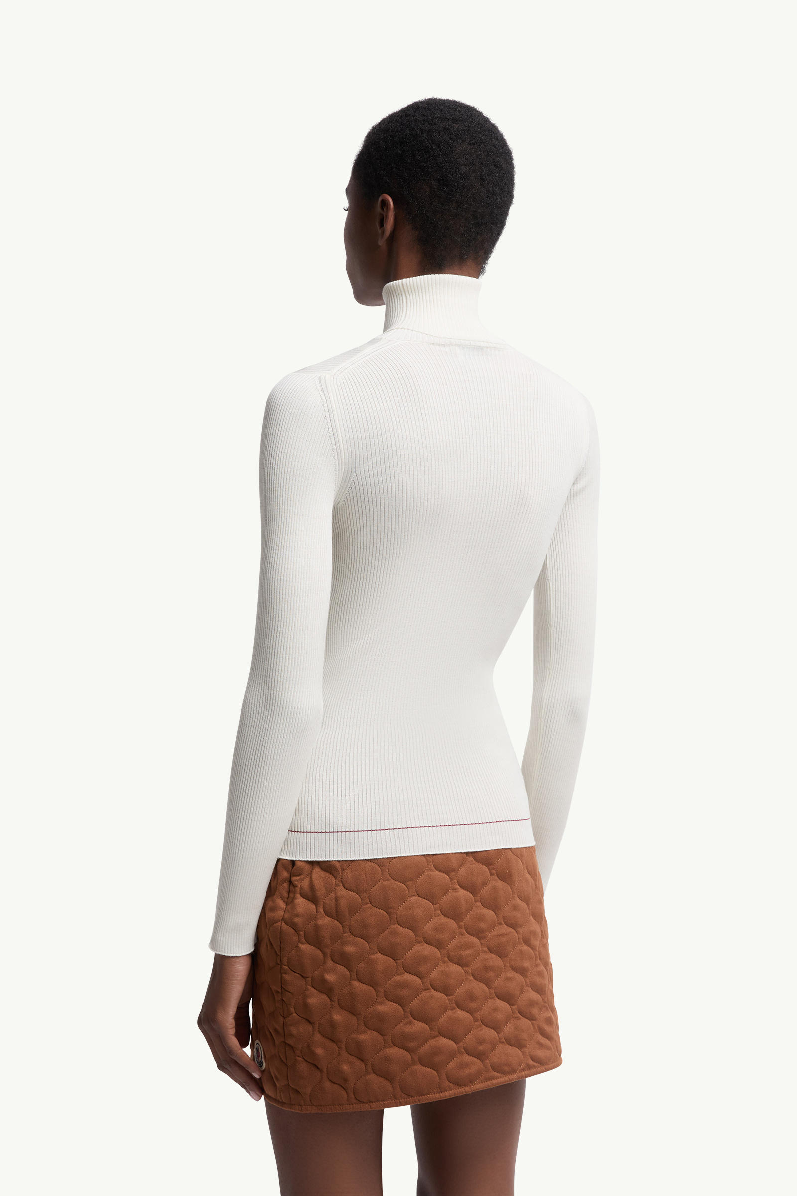 Logo Wool Polo Neck Jumper Women White Moncler 4