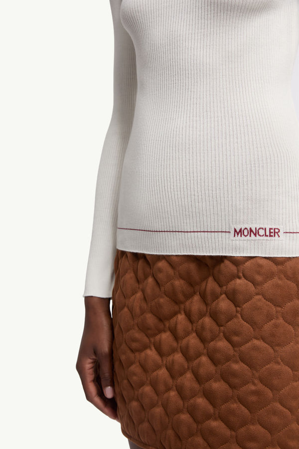 Logo Wool Polo Neck Jumper Women White Moncler 5