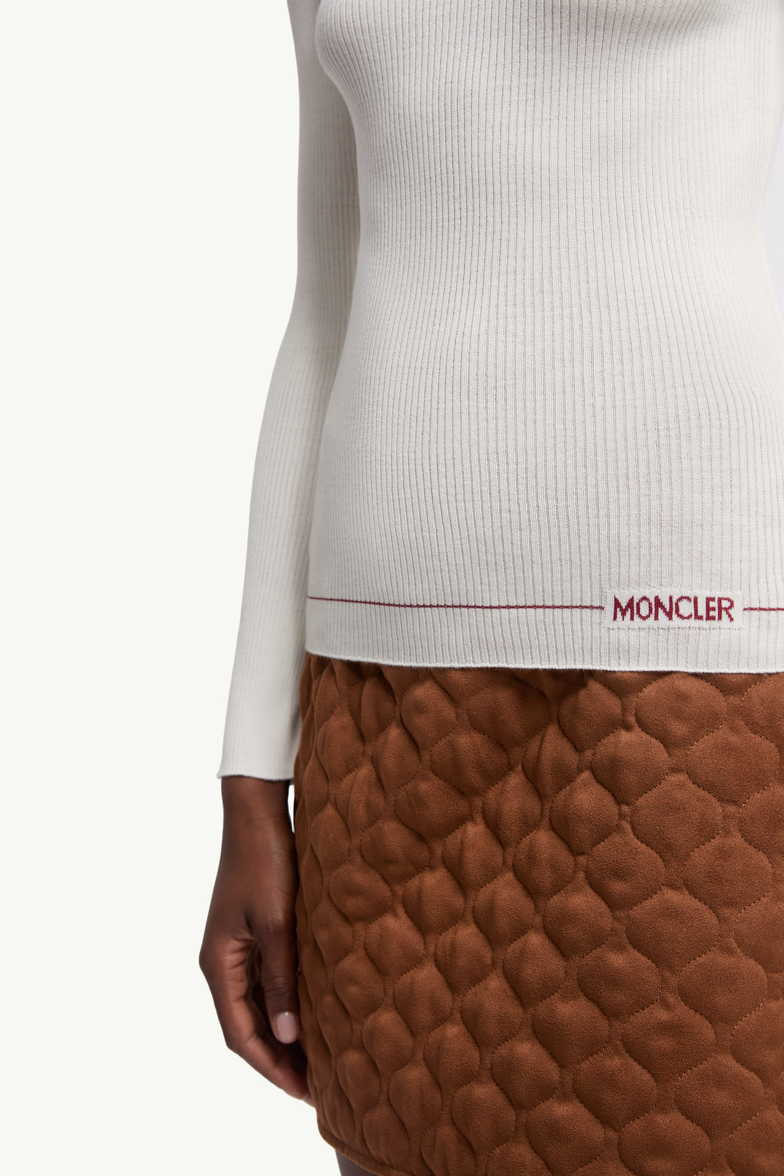Logo Wool Polo Neck Jumper Women White Moncler 5