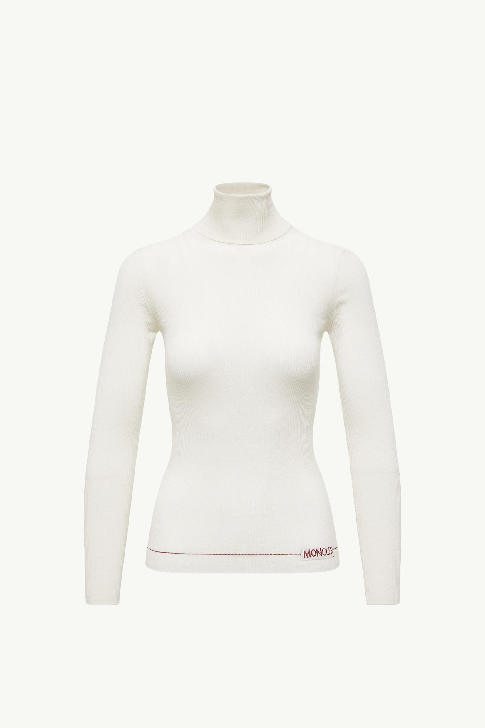 Logo Wool Polo Neck Jumper Women White Moncler 2