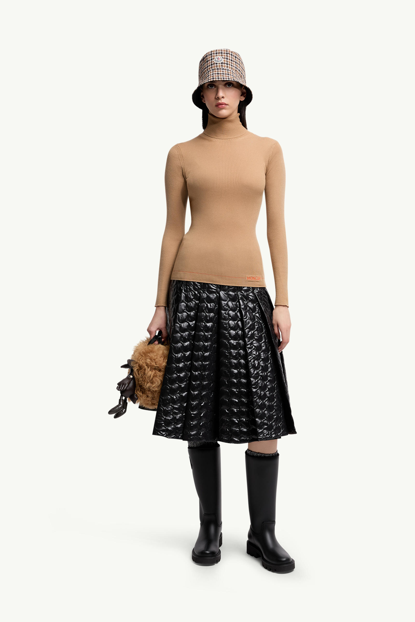 Logo Wool Polo Neck Jumper Women Beige Moncler 0