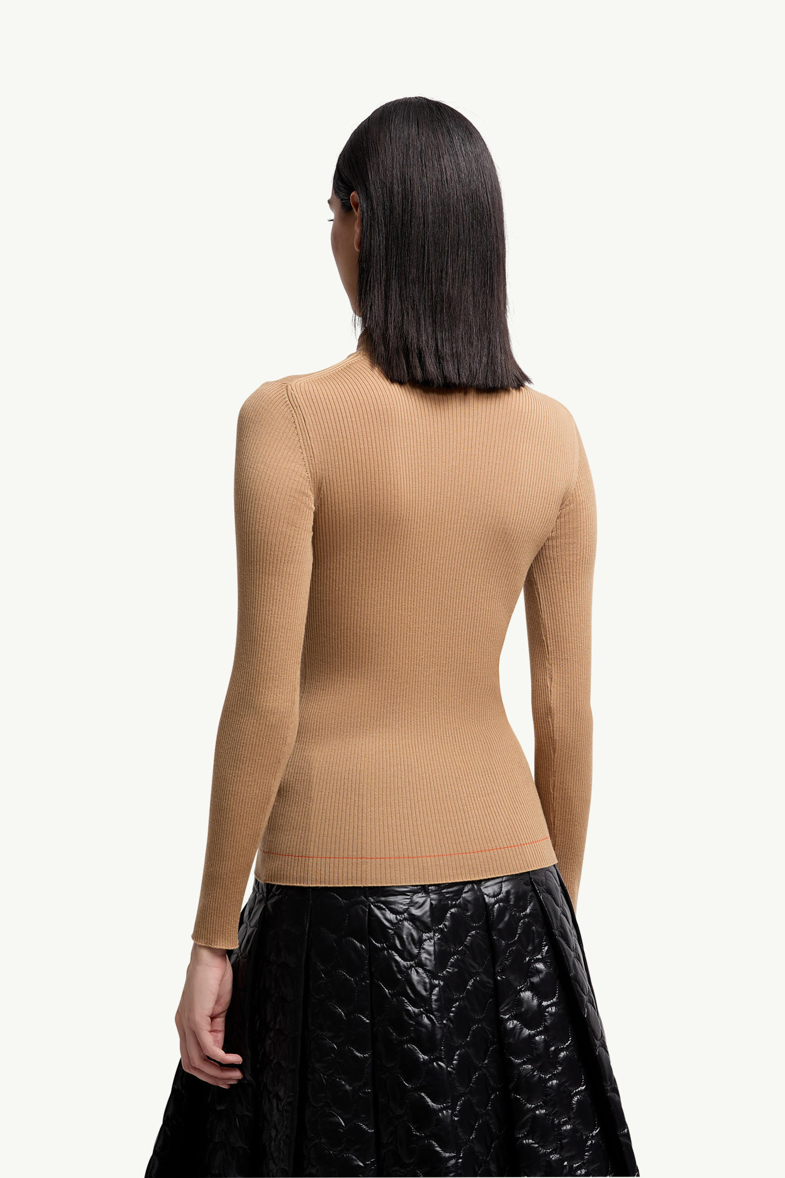 Logo Wool Polo Neck Jumper Women Beige Moncler 4