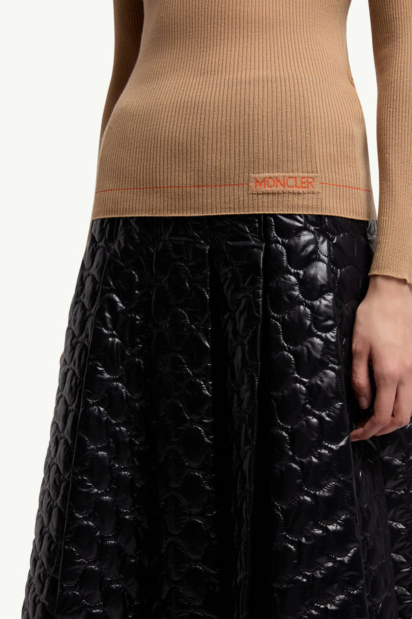 Logo Wool Polo Neck Jumper Women Beige Moncler 5