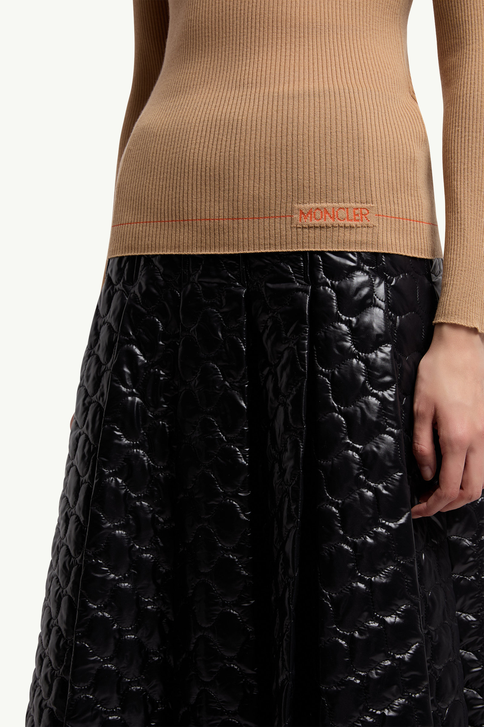 Logo Wool Polo Neck Jumper Women Beige Moncler 5